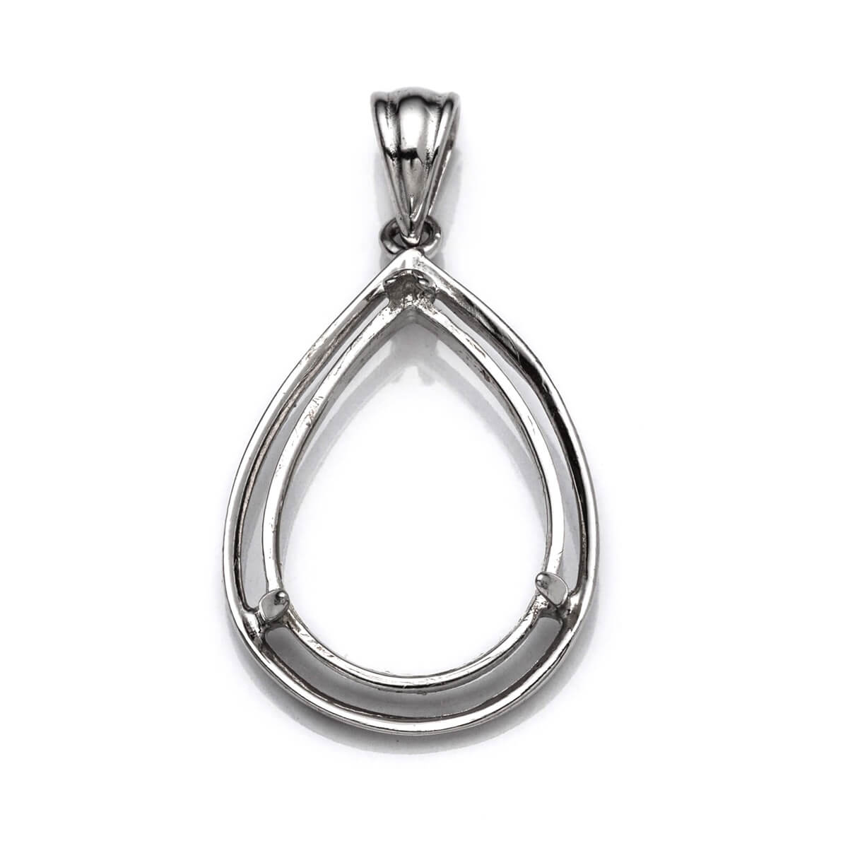Pear Pendant with Pear Shape Mounting and Bail in Sterling Silver 11x16mm 