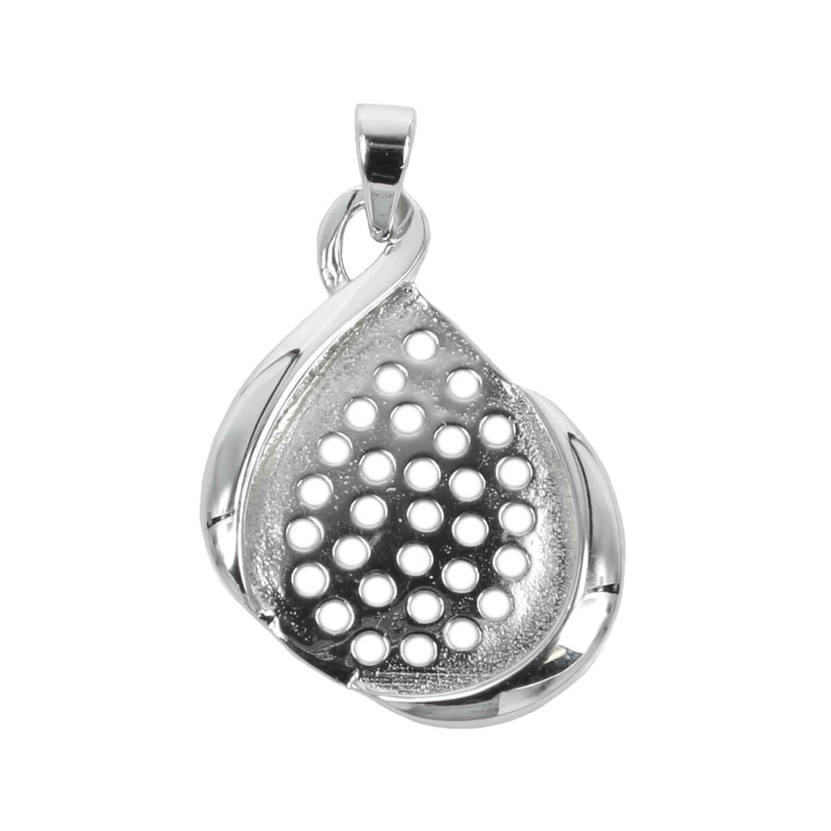 Pear Pendant with Pear Shape Glue-on Mounting and Bail in Sterling Silver for 13x17mm Stones 