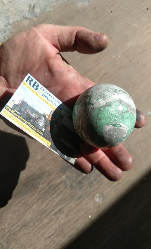 Varacite sphere and my card for size
