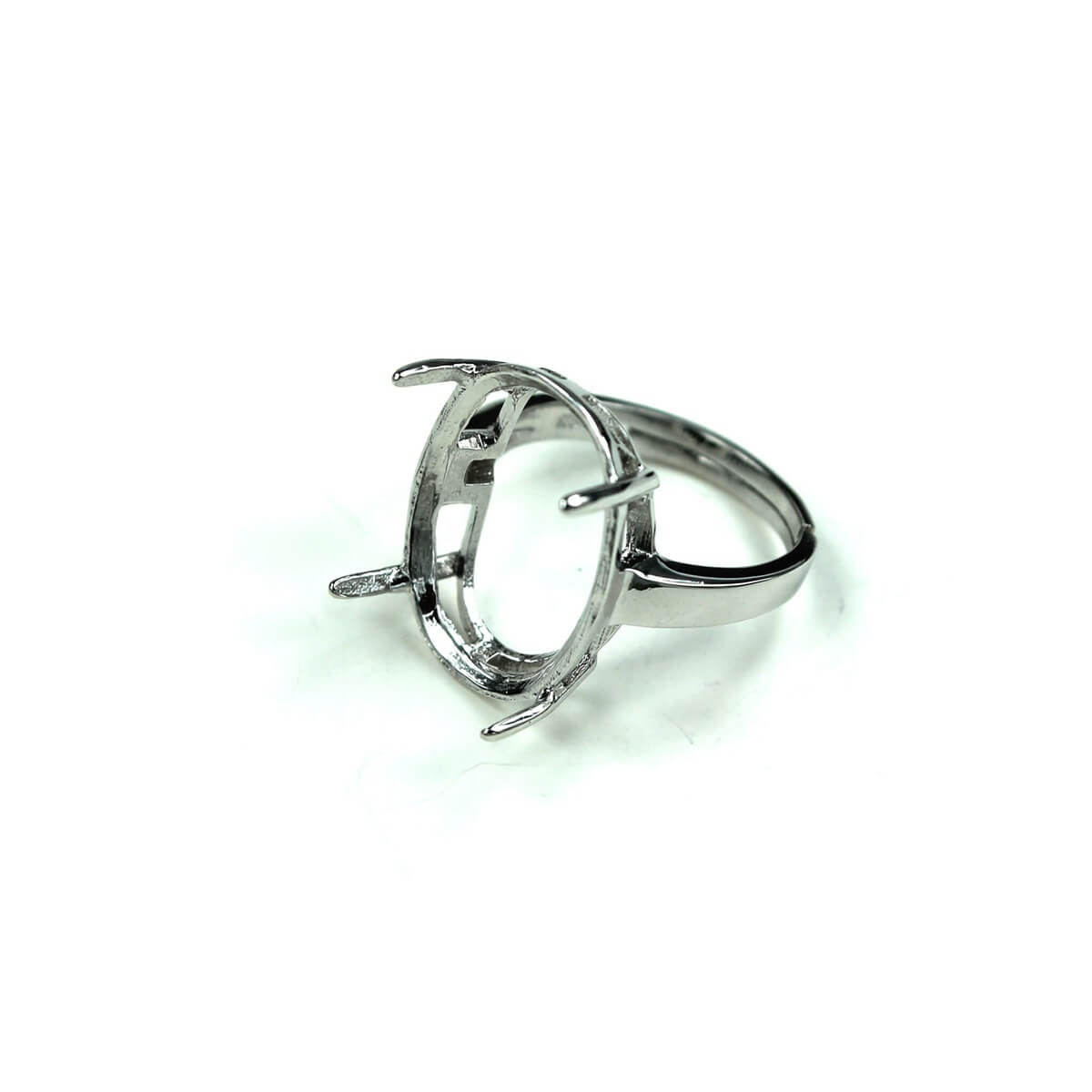 Hollow Ring with Oval Prong Mounting in Sterling Silver 15x19mm