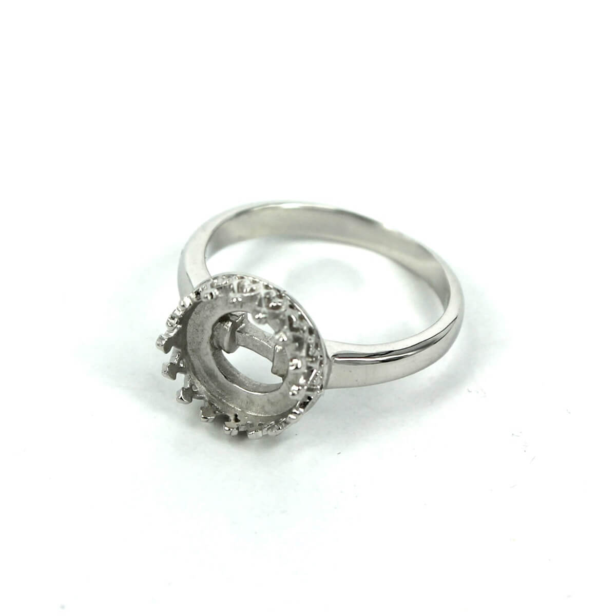Gallery Ring with Round Bezel Mounting in Sterling Silver 10mm 