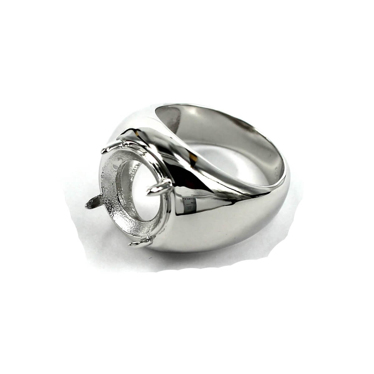 Ring with Round Prongs Mounting in Sterling Silver 12mm