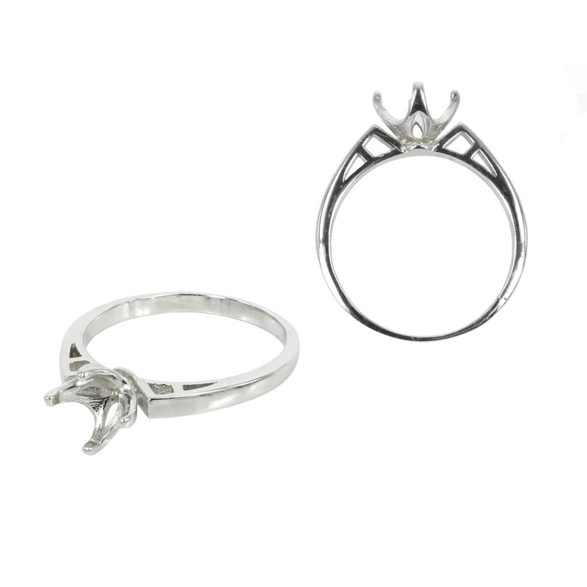 Solitaire Ring with 4 Prongs in Sterling Silver for 8mm Stones 