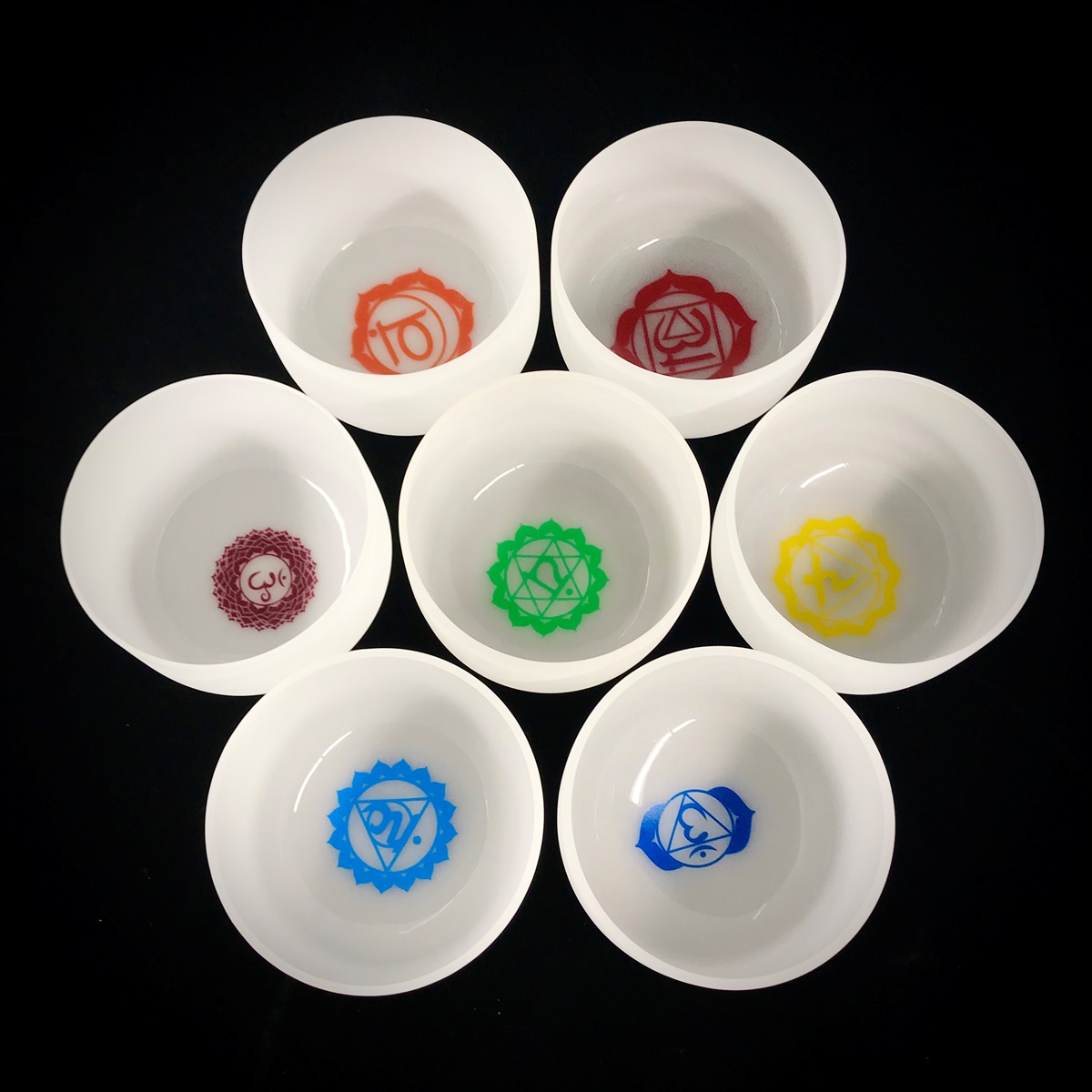 Chakra Symbol Crystal Singing Bowls