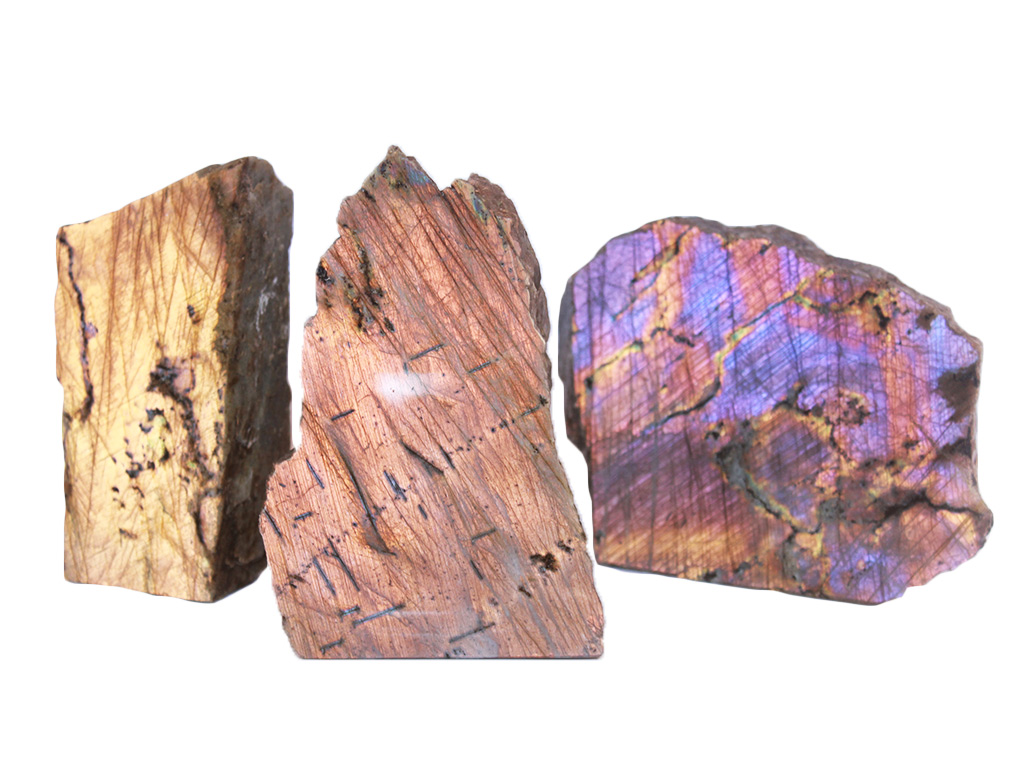 Gold Labradorite, Fire Labradorite and Purple Labradorite