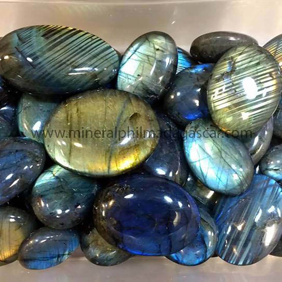 Polished Labradorite palm stones.