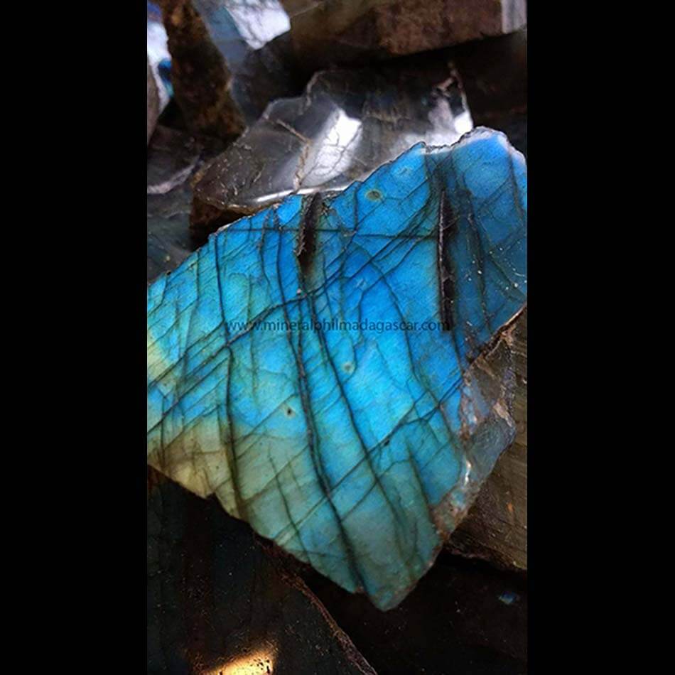 Polished Labradorite slab.