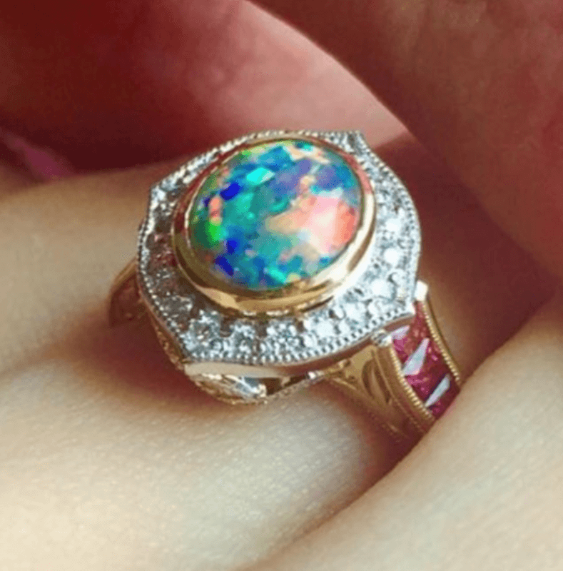 This is a beautiful opal ring made by Gregory Crawford. He is the finest jeweller for opal there is.
