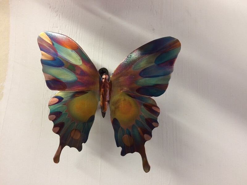 4” flame painted copper butterfly for wall or tabletop- $35