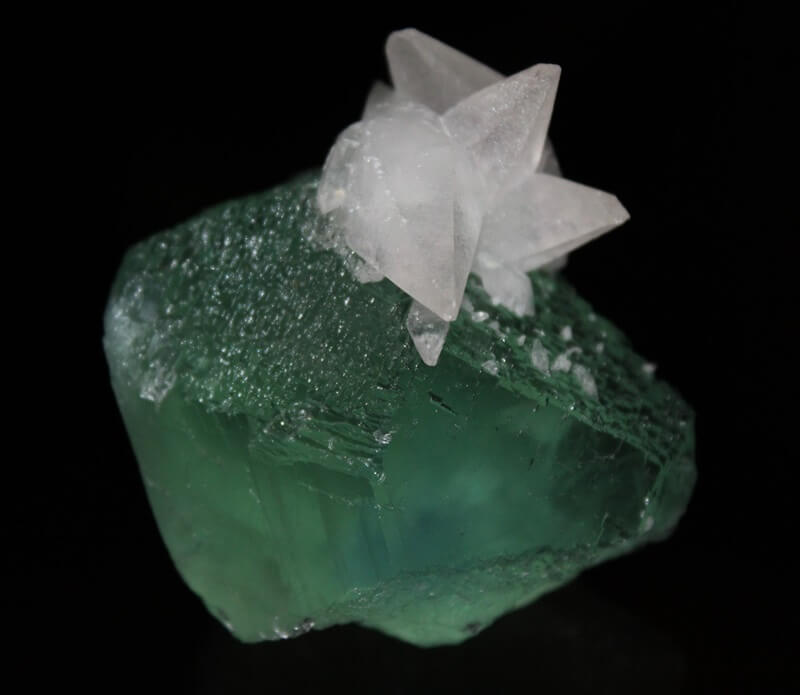 Calcite on Fluorite, Manaoshan, China