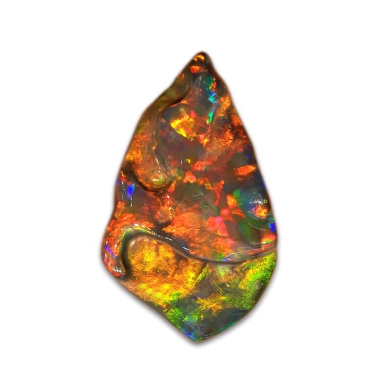 Red and Orange Carved Opal